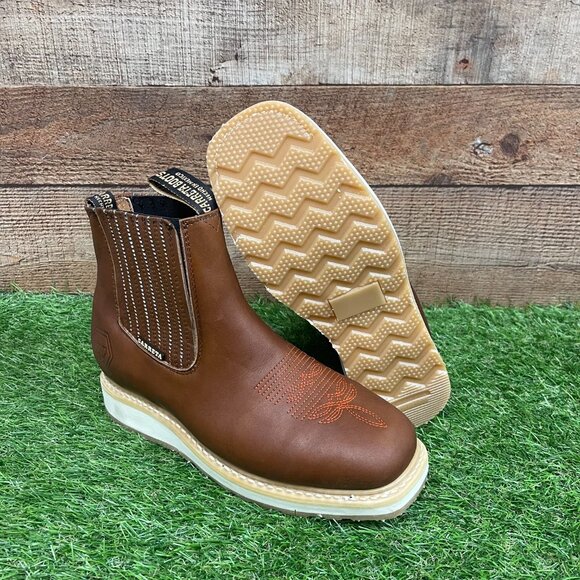 Men's work Strong Double Density Sole Half Boots Genuine Leather Square Toe 905 - Picture 1 of 8